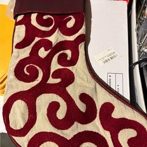 Elegant Red and Cream Holiday Stocking